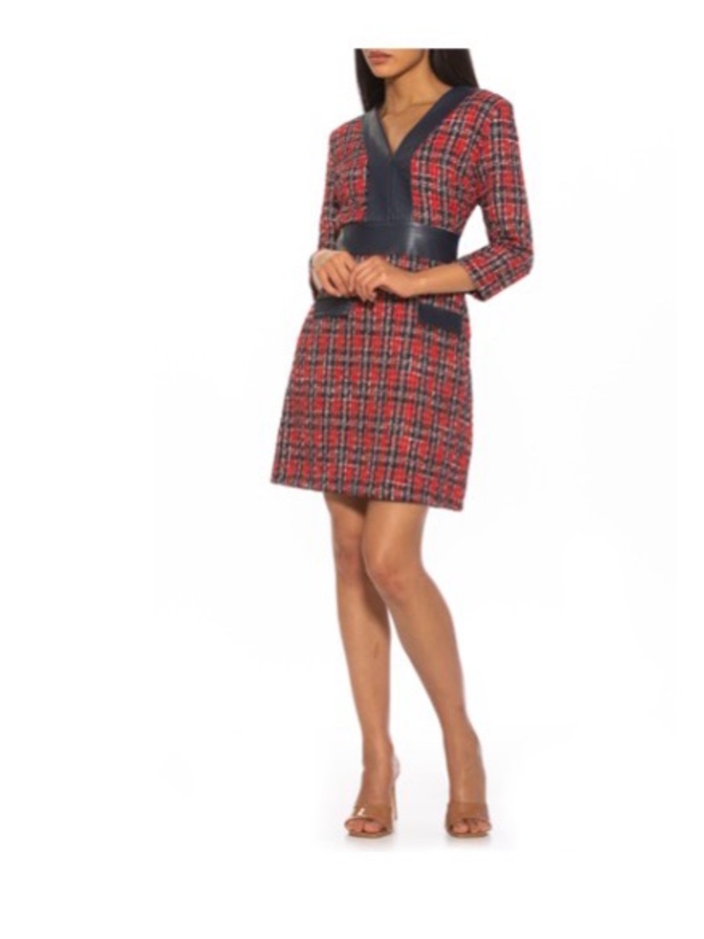 Alexia Admor Red and Navy Tweed Mini Dress